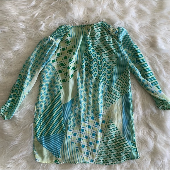 Banana Republic tunic light greens and blues, mixed pattern XS summer top - Picture 7 of 11